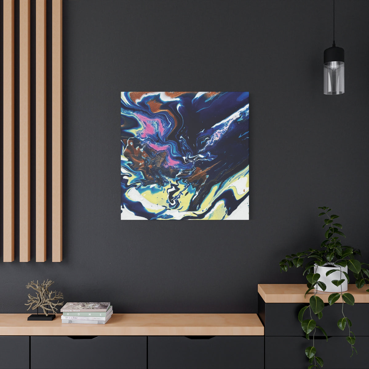 Change Abstract Blue Fluid Art Matte Canvas Print (Stretched Wall Art)