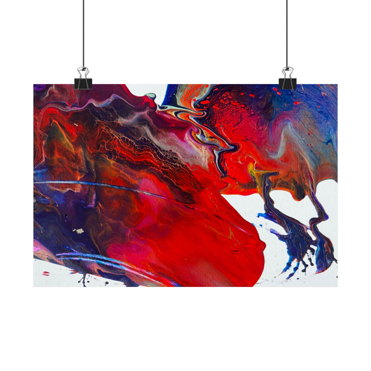 Abstract Red & Blue Matte Poster Universe Horizontal Modern Art Print