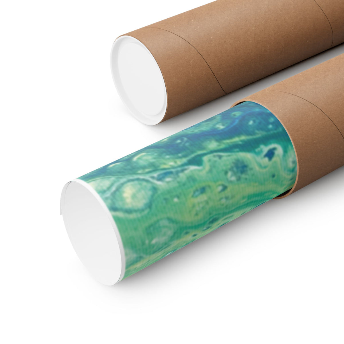 Moss Abstract Ocean Flow Matte Poster (Blue-Green Vertical Fluid Art)