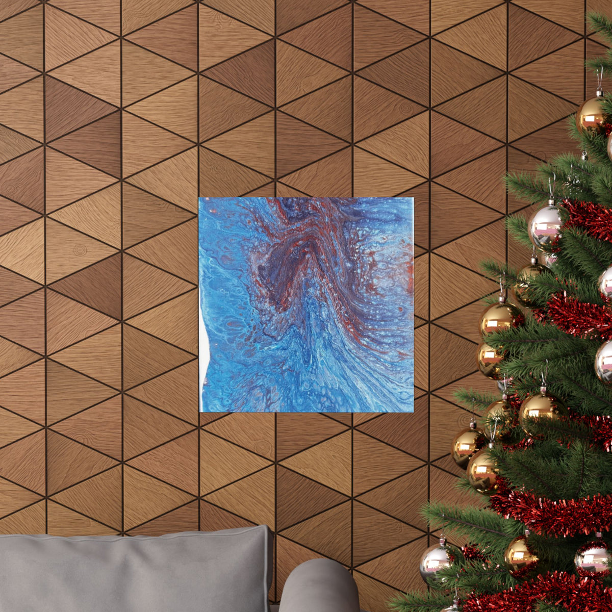 Abstract Blue Resin Art Poster Matte Vertical Wall Art