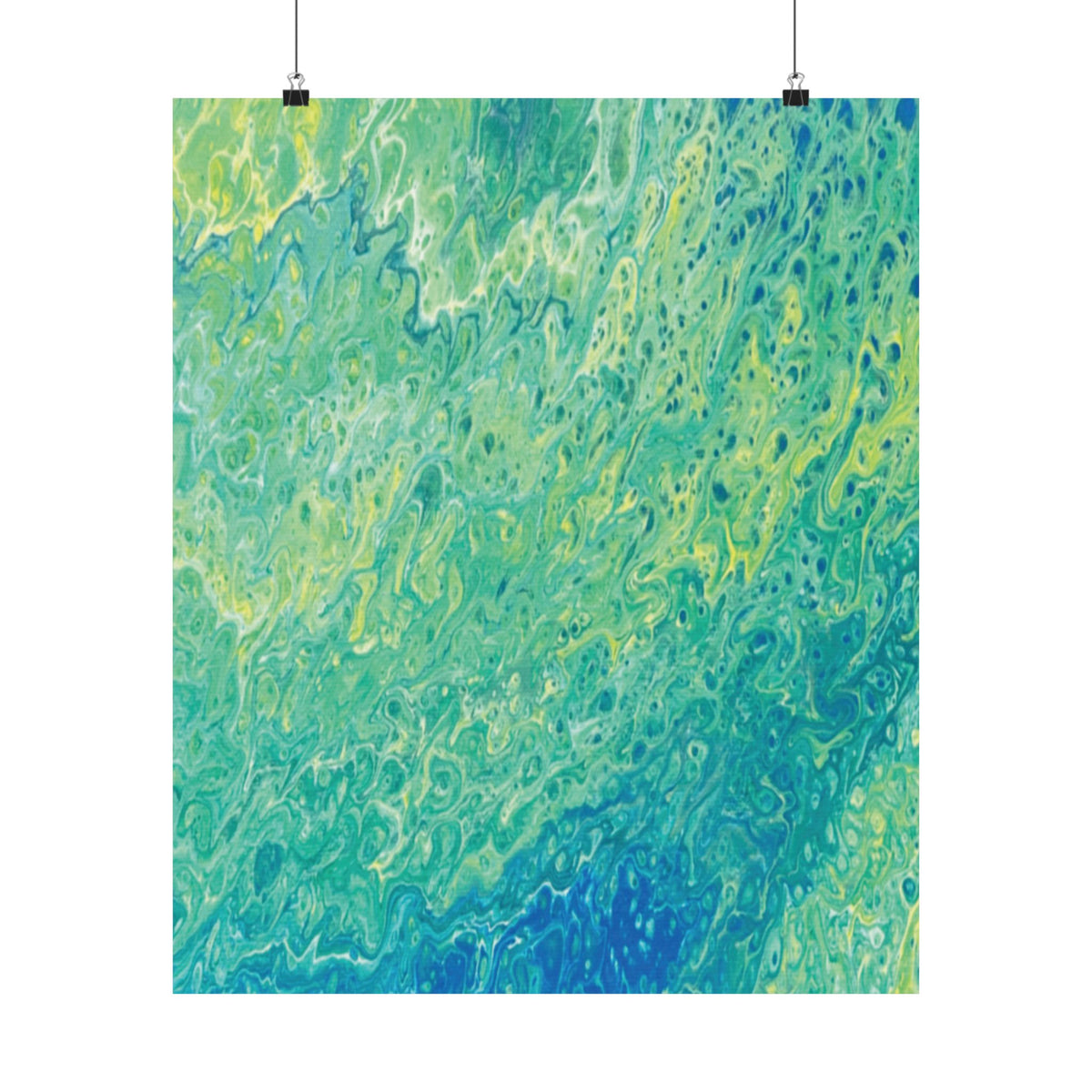 Abstract Ocean Blue Matte Poster Moss Turquoise Green Fluid Art