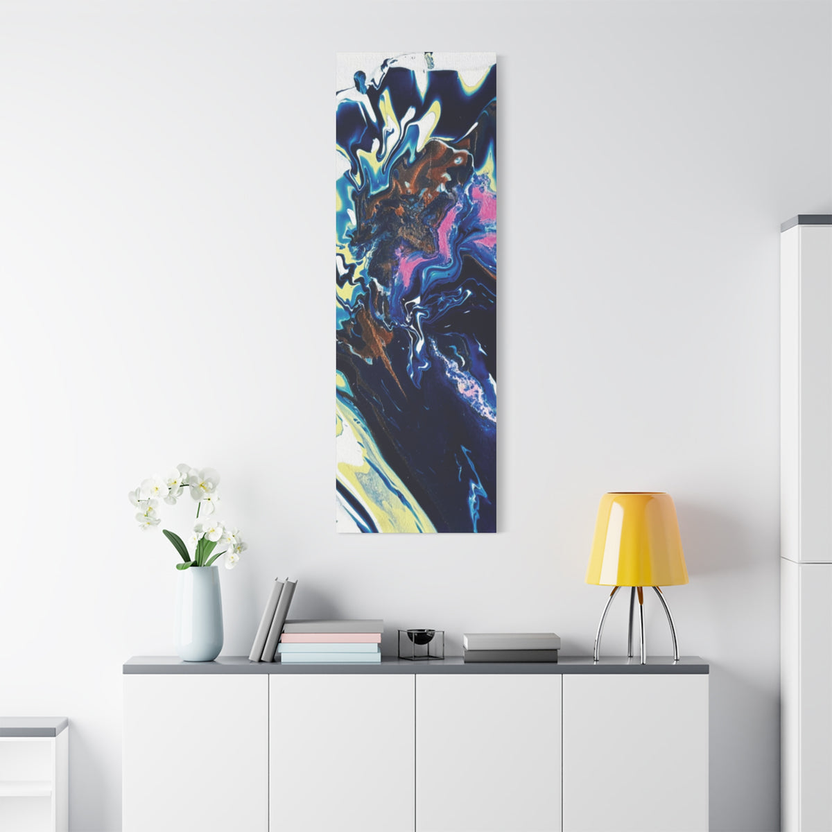 Change Abstract Blue Fluid Art Matte Canvas Print (Stretched Wall Art)