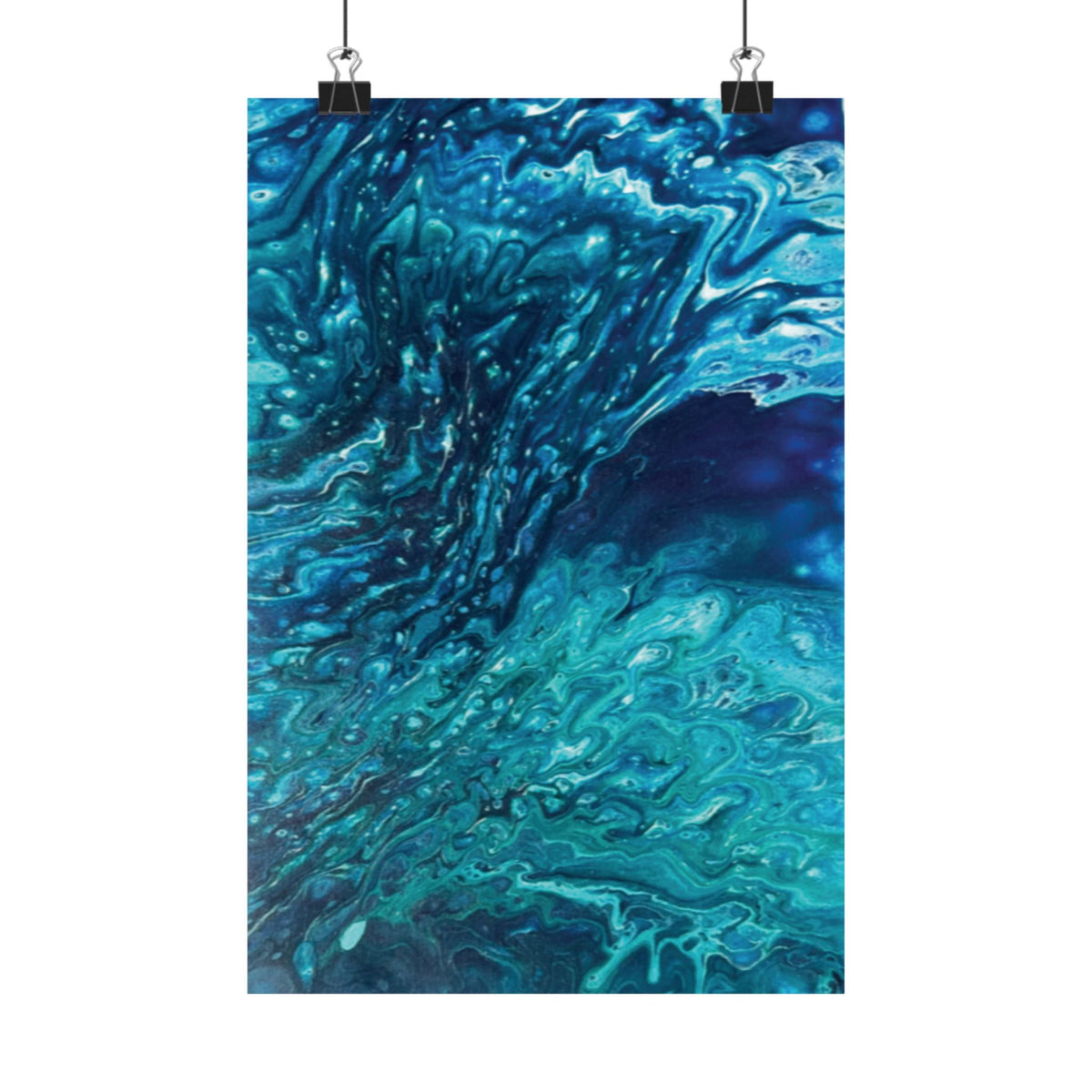 Ocean Abyss Matte Poster Abstract Teal Blue Wall Art
