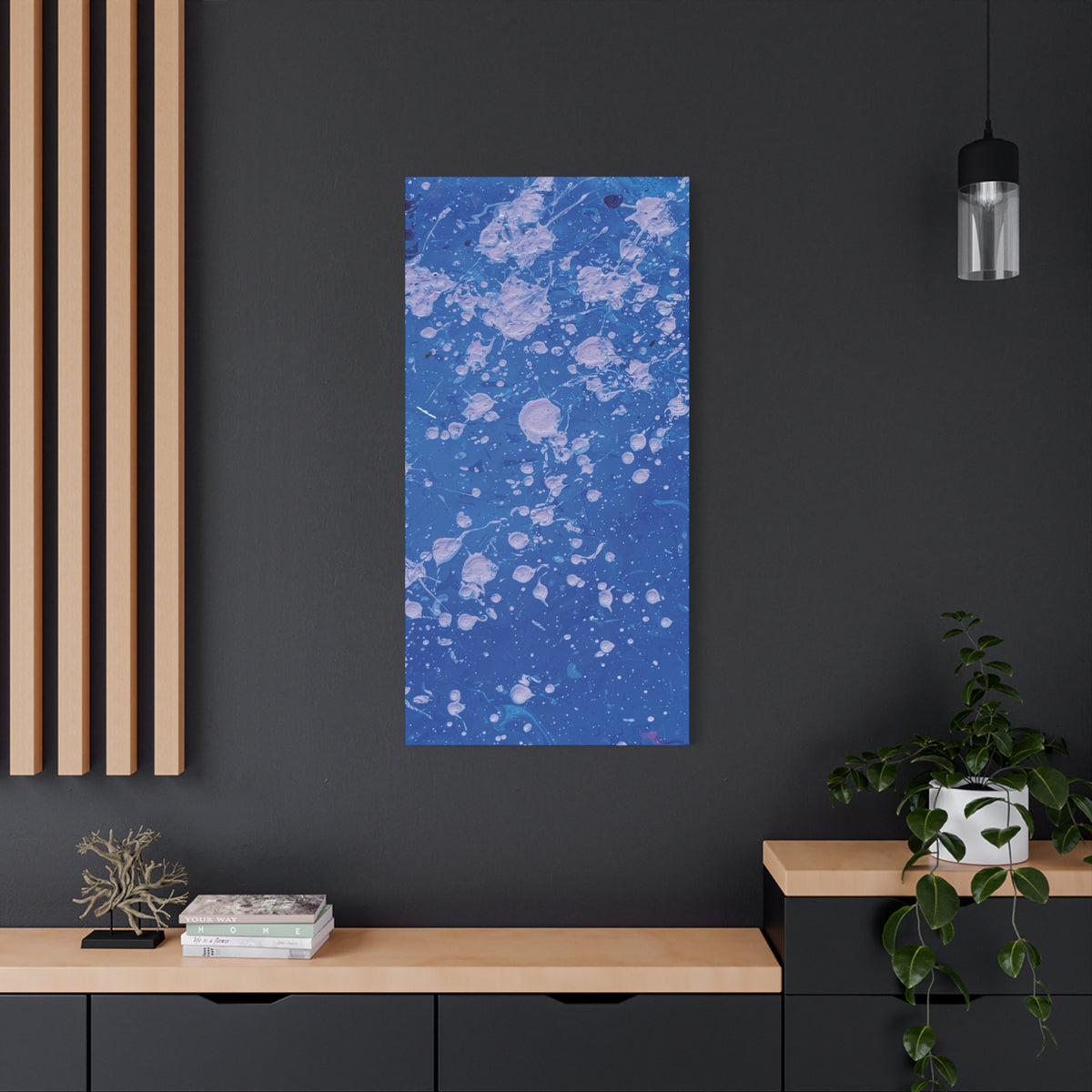 Blue Abstract Splatter Canvas Print  Dots (Matte Stretched 1.25")