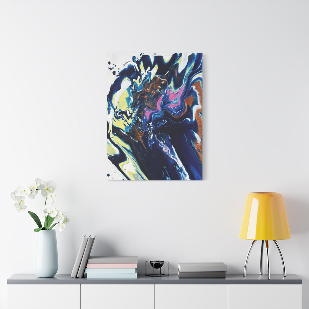Change Abstract Blue Fluid Art Matte Canvas Print (Stretched Wall Art)