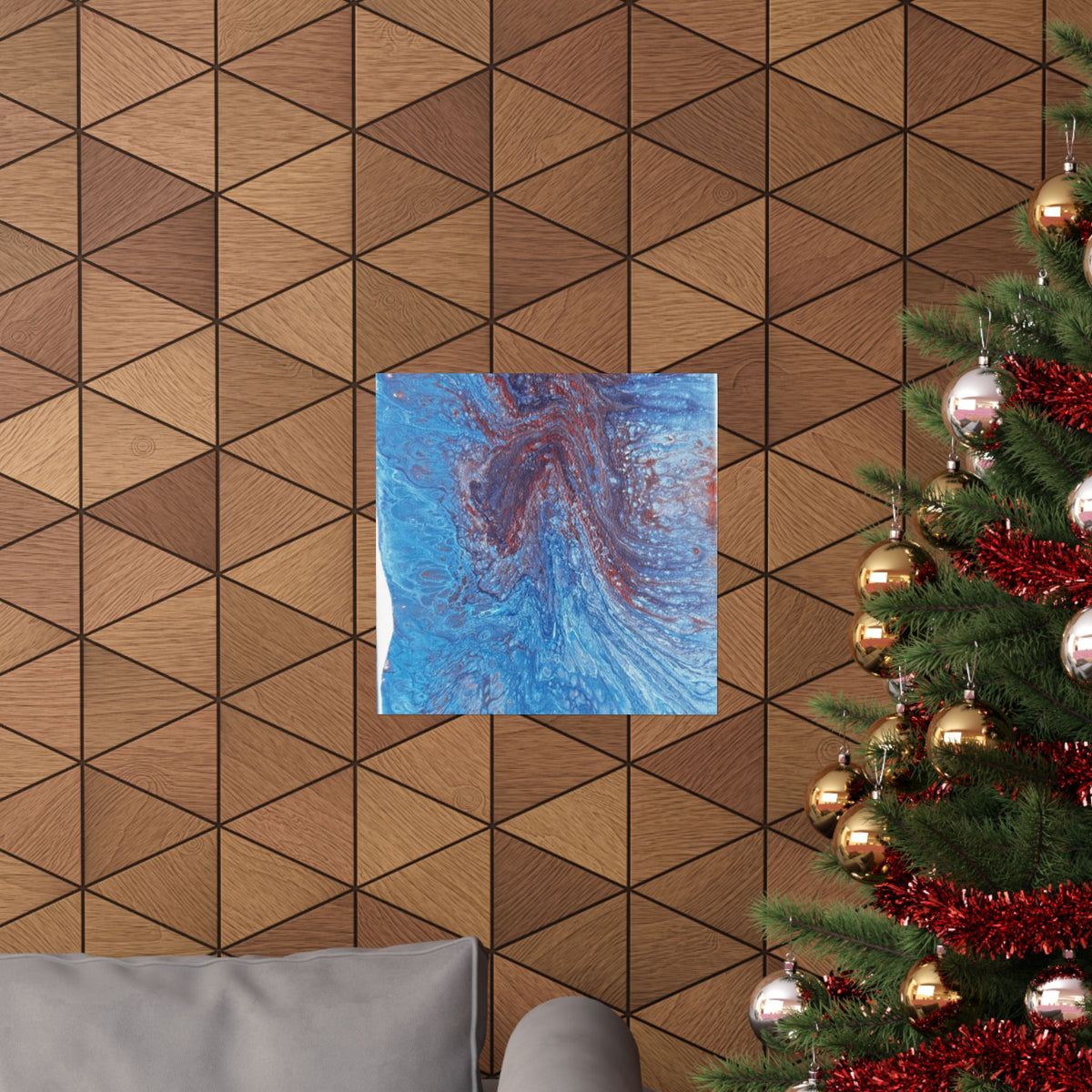 Abstract Blue Resin Art Poster Matte Vertical Wall Art