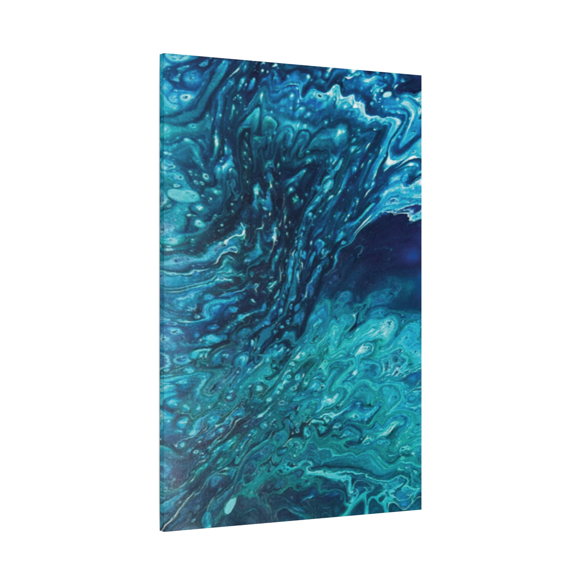 Ocean Blue Abstract Matte Canvas Print Stretched 1.25"