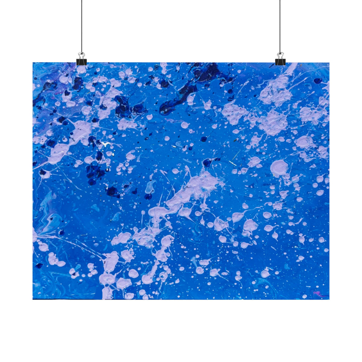 Blue Abstract Splash Matte Poster Horizontal Ocean-Inspired Art Print