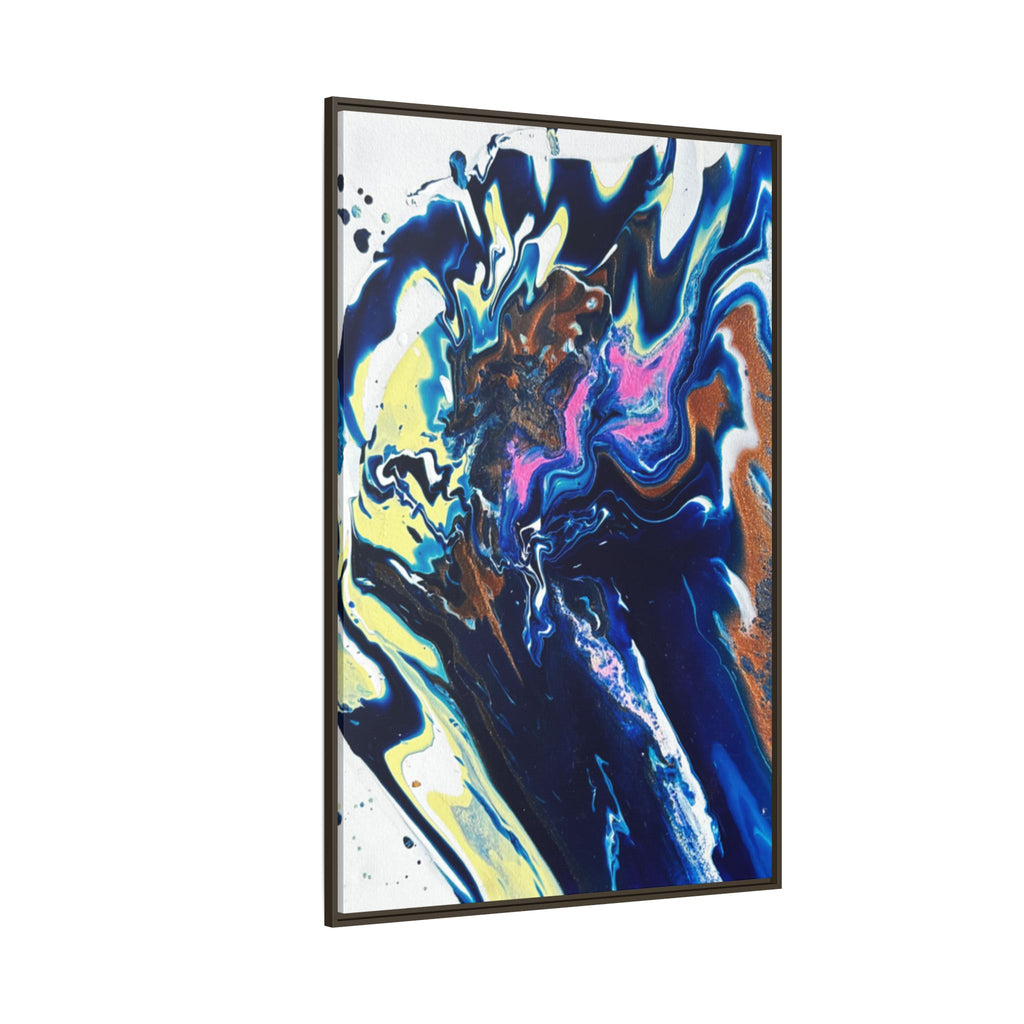 Framed Canvas Print Change Abstract Fluid Art (Blue Multicolor)