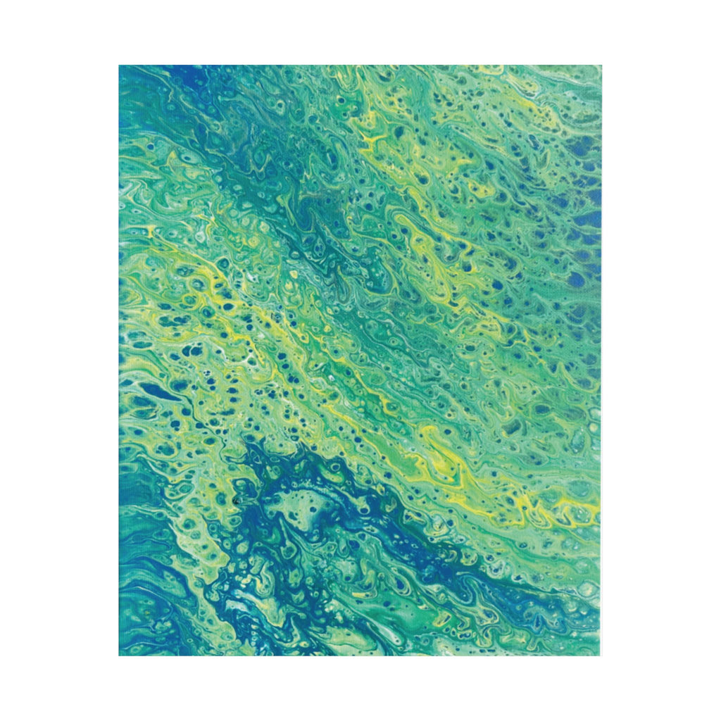 Moss Abstract Ocean Flow Matte Poster (Blue-Green Vertical Fluid Art)
