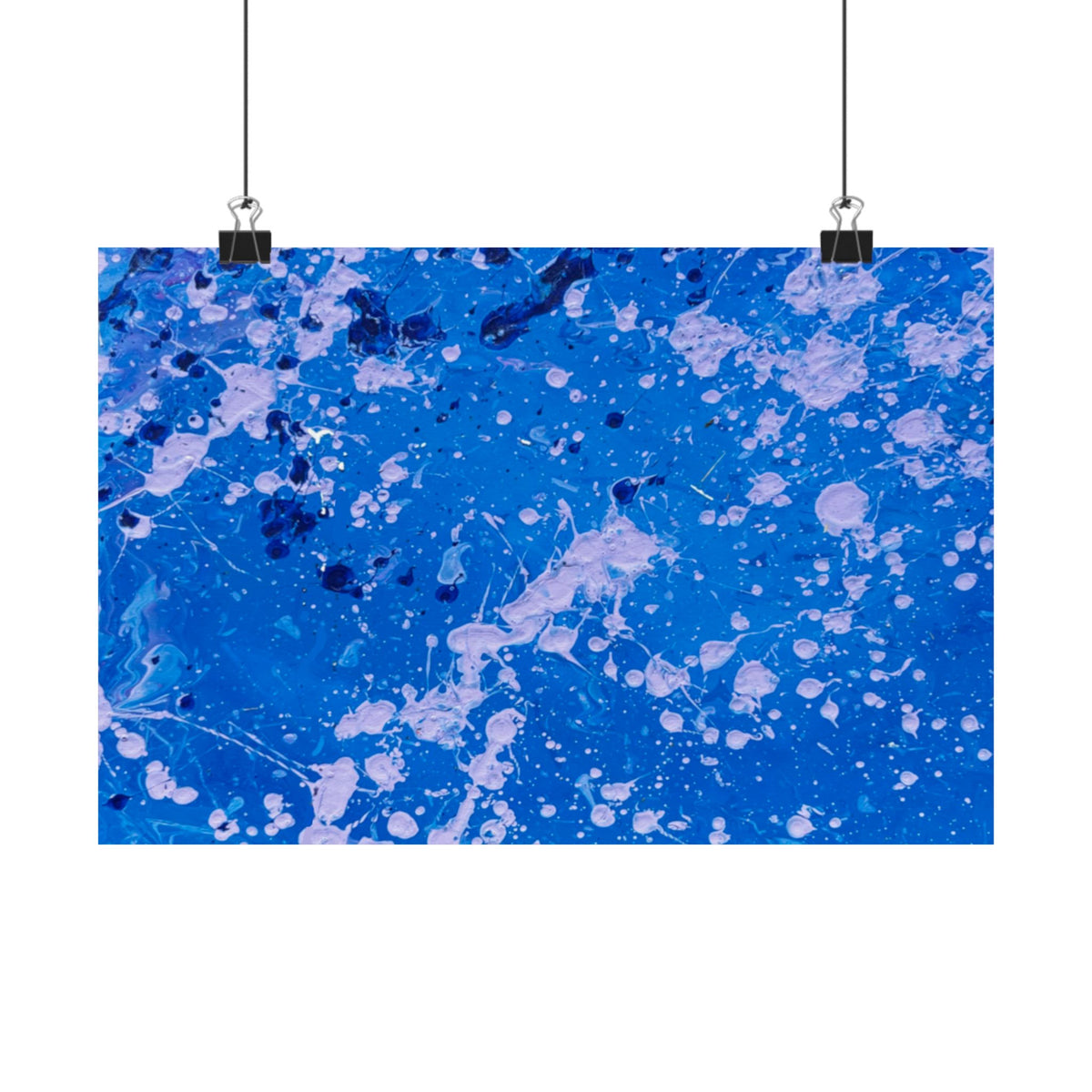 Blue Abstract Splash Matte Poster Horizontal Ocean-Inspired Art Print
