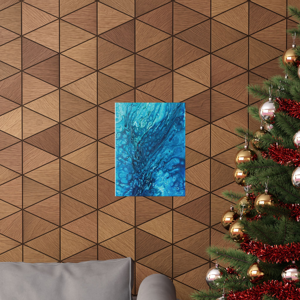Abstract Ocean Blue Matte Poster Vertical Wall Art Print