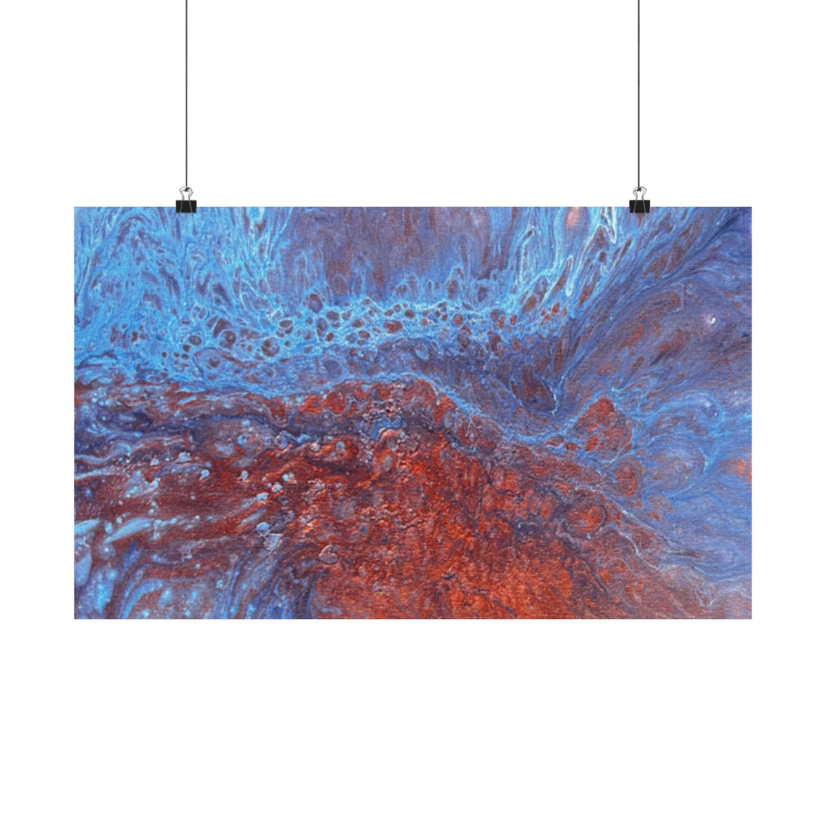 WAVE Abstract Oceanic Pour Art Matte Horizontal Poster