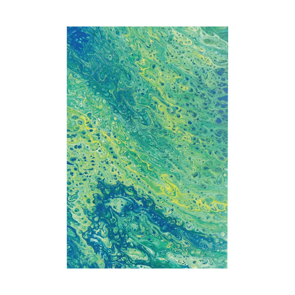 Moss Abstract Ocean Flow Matte Poster (Blue-Green Vertical Fluid Art)