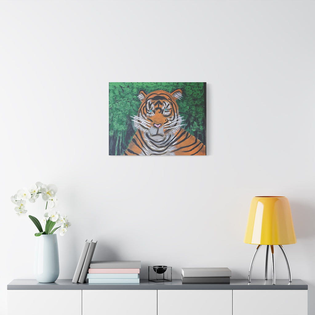 Tiger Portrait Matte Canvas Wall Art Bold Jungle Tiger Painting on Stretched Canvas
