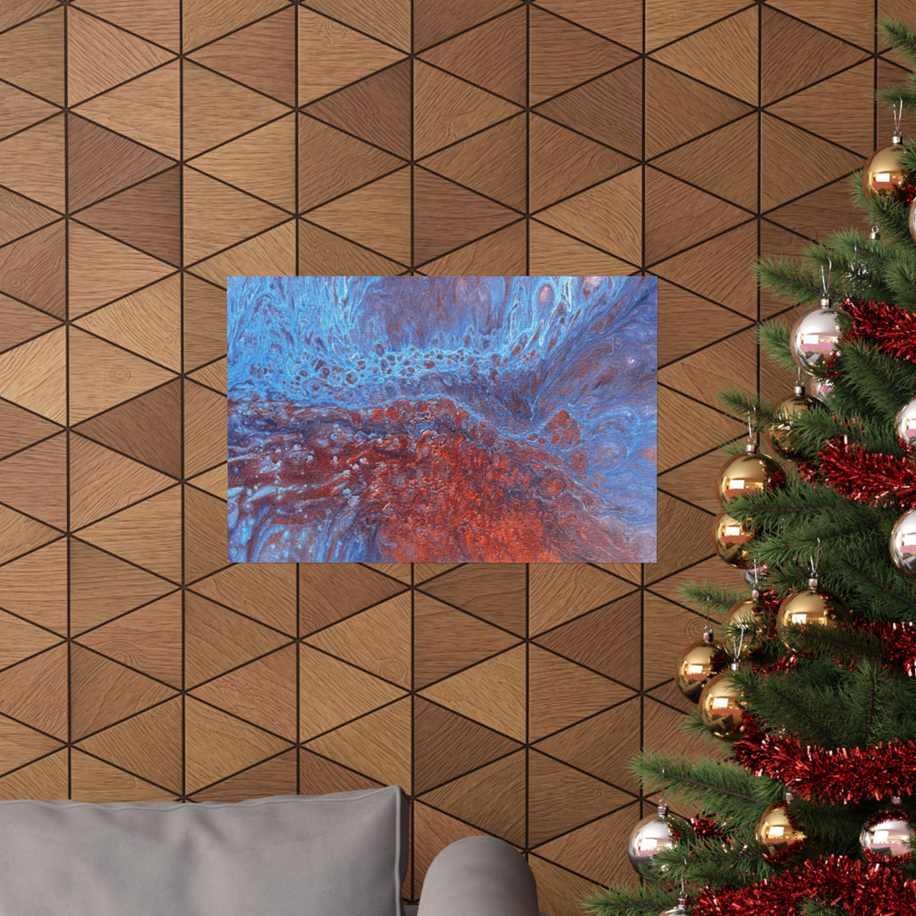 WAVE Abstract Oceanic Pour Art Matte Horizontal Poster