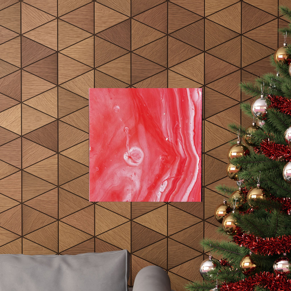 Red Marble Mars Matte Vertical Poster Abstract Red & Cream Wall Art