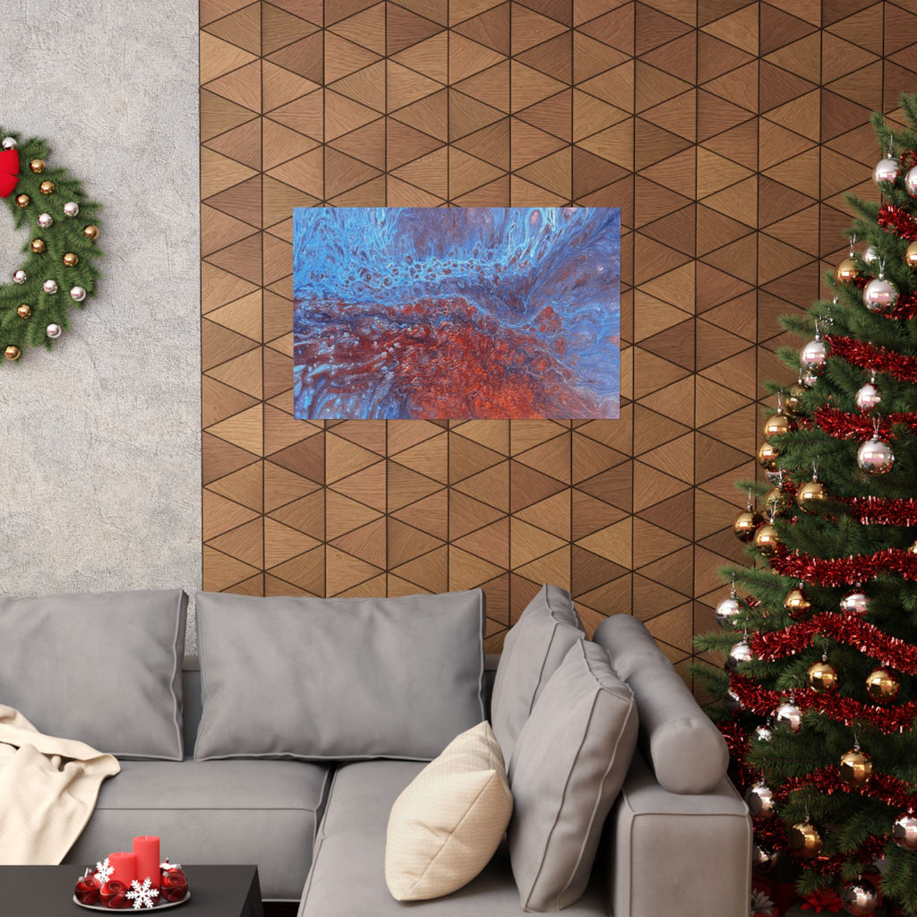 WAVE Abstract Oceanic Pour Art Matte Horizontal Poster