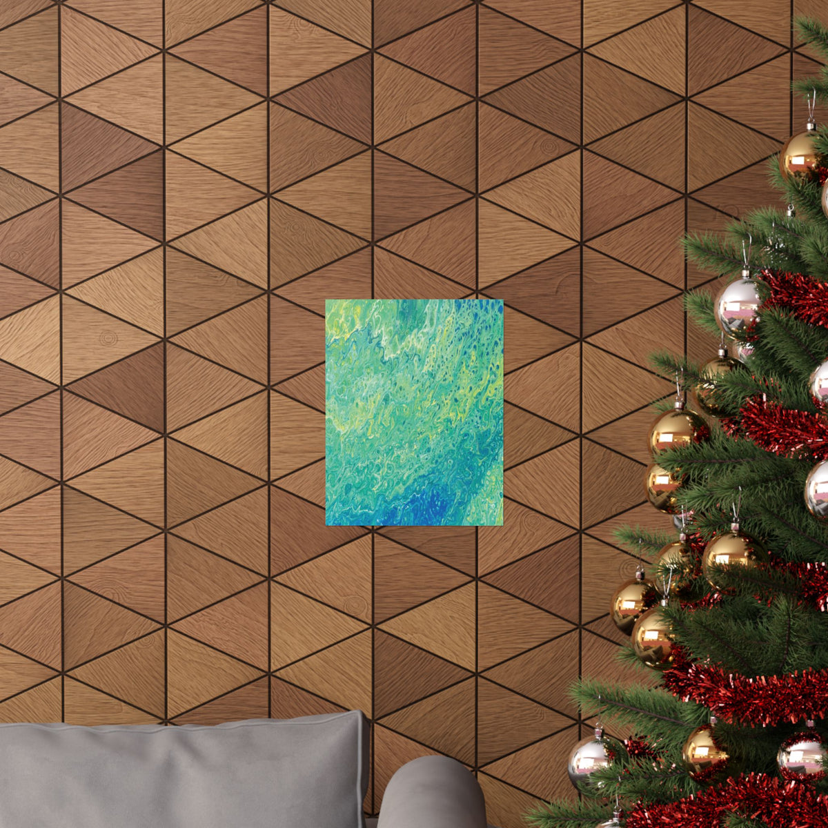 Abstract Ocean Blue Matte Poster Moss Turquoise Green Fluid Art