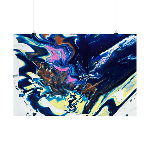 Abstract Blue Marble Matte Poster Change Horizontal Fluid Art Print
