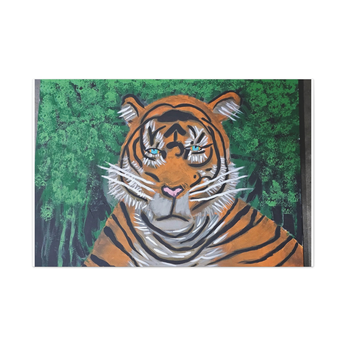 Tiger Portrait Matte Canvas Wall Art Bold Jungle Tiger Painting on Stretched Canvas