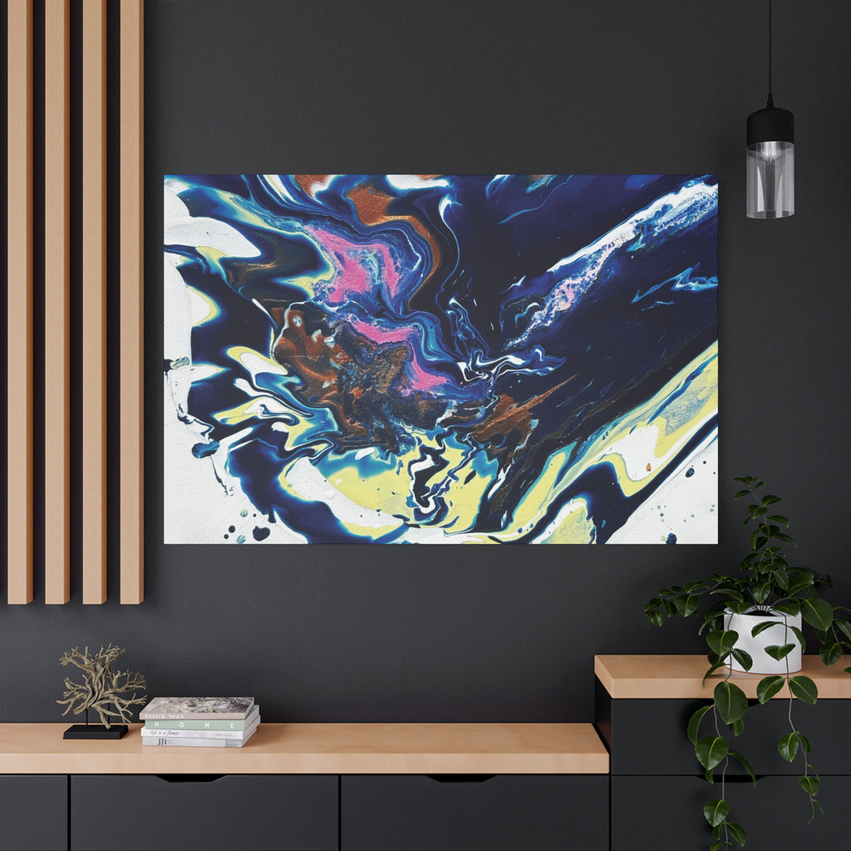 Change Abstract Blue Fluid Art Matte Canvas Print (Stretched Wall Art)