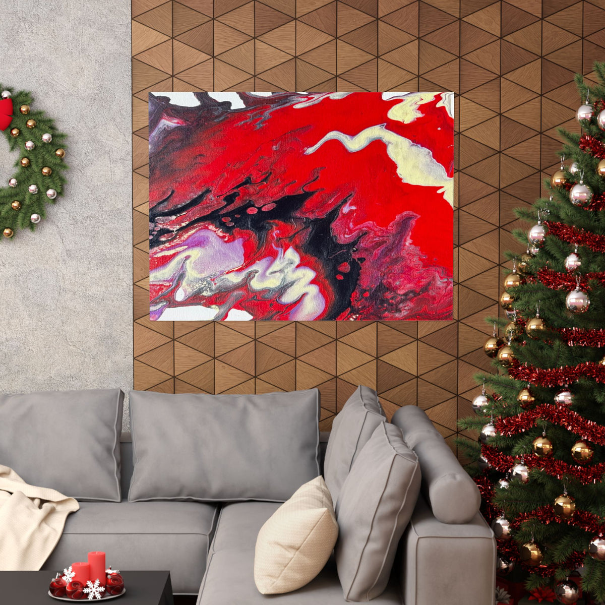 Power Abstract Red Fluid Art Matte Poster (Horizontal)