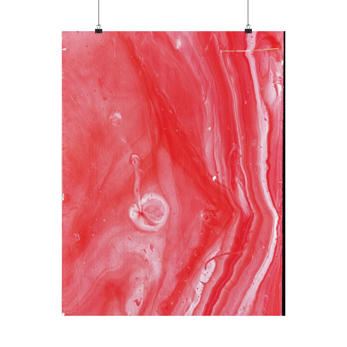 Red Marble Mars Matte Vertical Poster Abstract Red & Cream Wall Art