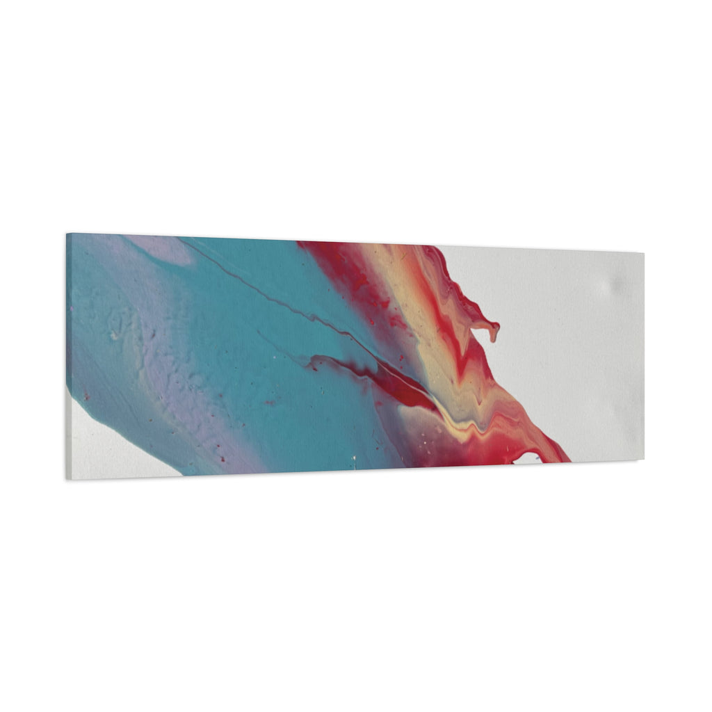 Ceiling Abstract Drip Matte Canvas Print (Blue & Red Fluid Art)