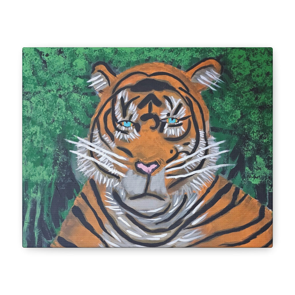 Tiger Portrait Matte Canvas Wall Art Bold Jungle Tiger Painting on Stretched Canvas