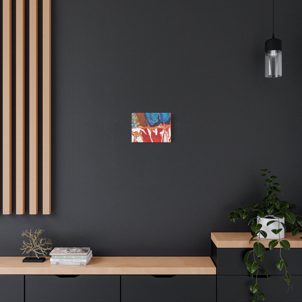 Abstract Red & Blue Matte Stretched Canvas Modern Expressionist Wall Art
