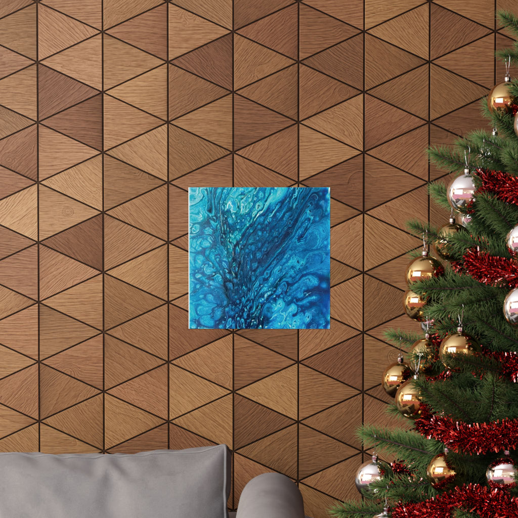 Abstract Ocean Blue Matte Poster Vertical Wall Art Print