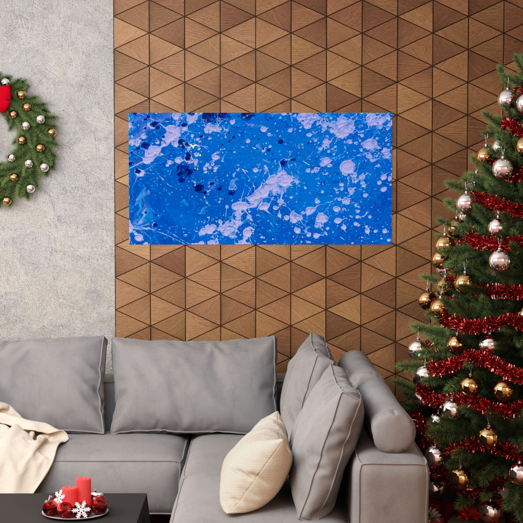 Blue Abstract Splash Matte Poster Horizontal Ocean-Inspired Art Print