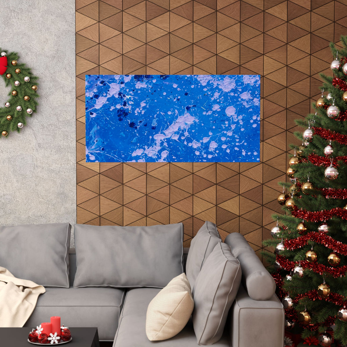Blue Abstract Splash Matte Poster Horizontal Ocean-Inspired Art Print