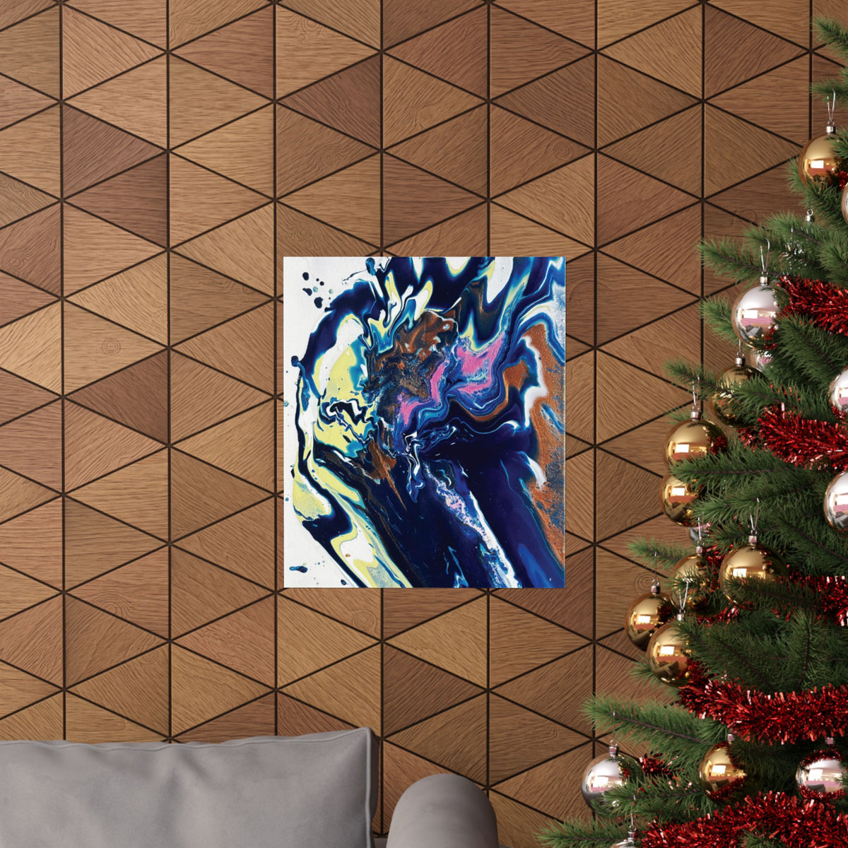 Change Abstract Blue Swirl Matte Poster (Vertical Fluid Art Wall Print)