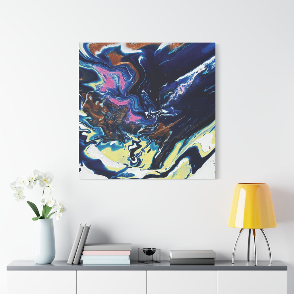Change Abstract Blue Fluid Art Matte Canvas Print (Stretched Wall Art)
