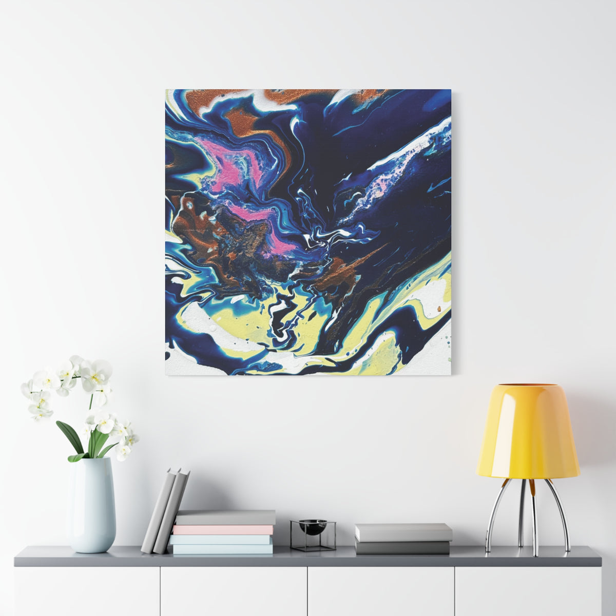 Change Abstract Blue Fluid Art Matte Canvas Print (Stretched Wall Art)