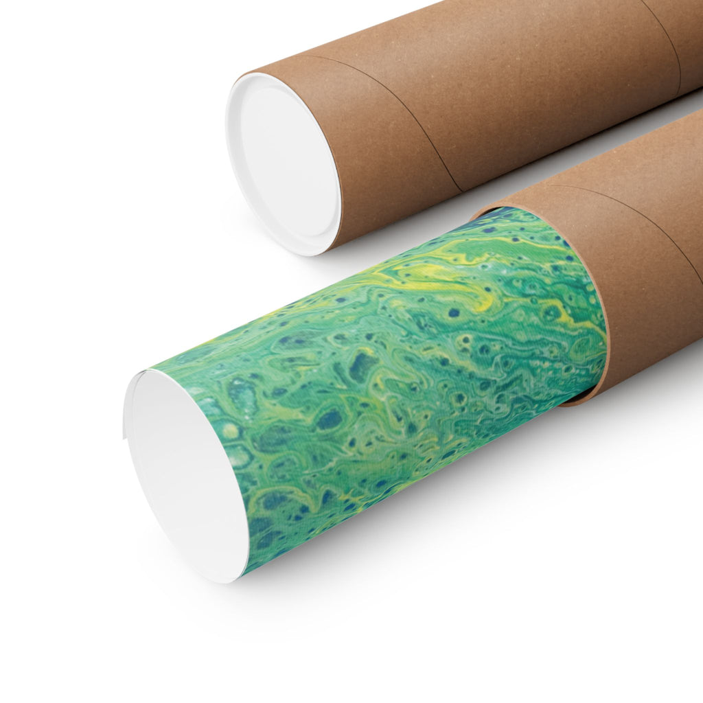 Moss Abstract Ocean Flow Matte Poster (Blue-Green Vertical Fluid Art)