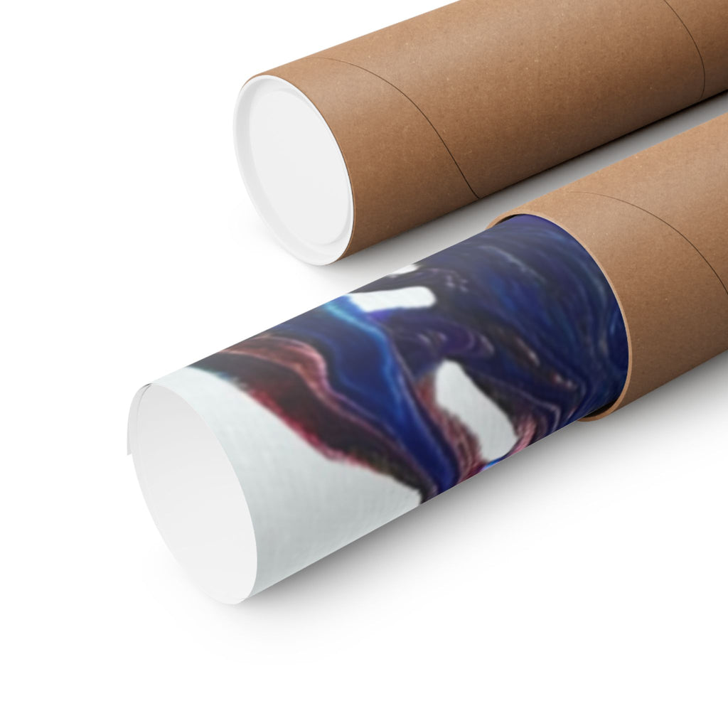 Abstract Red & Blue Matte Poster Universe Horizontal Modern Art Print