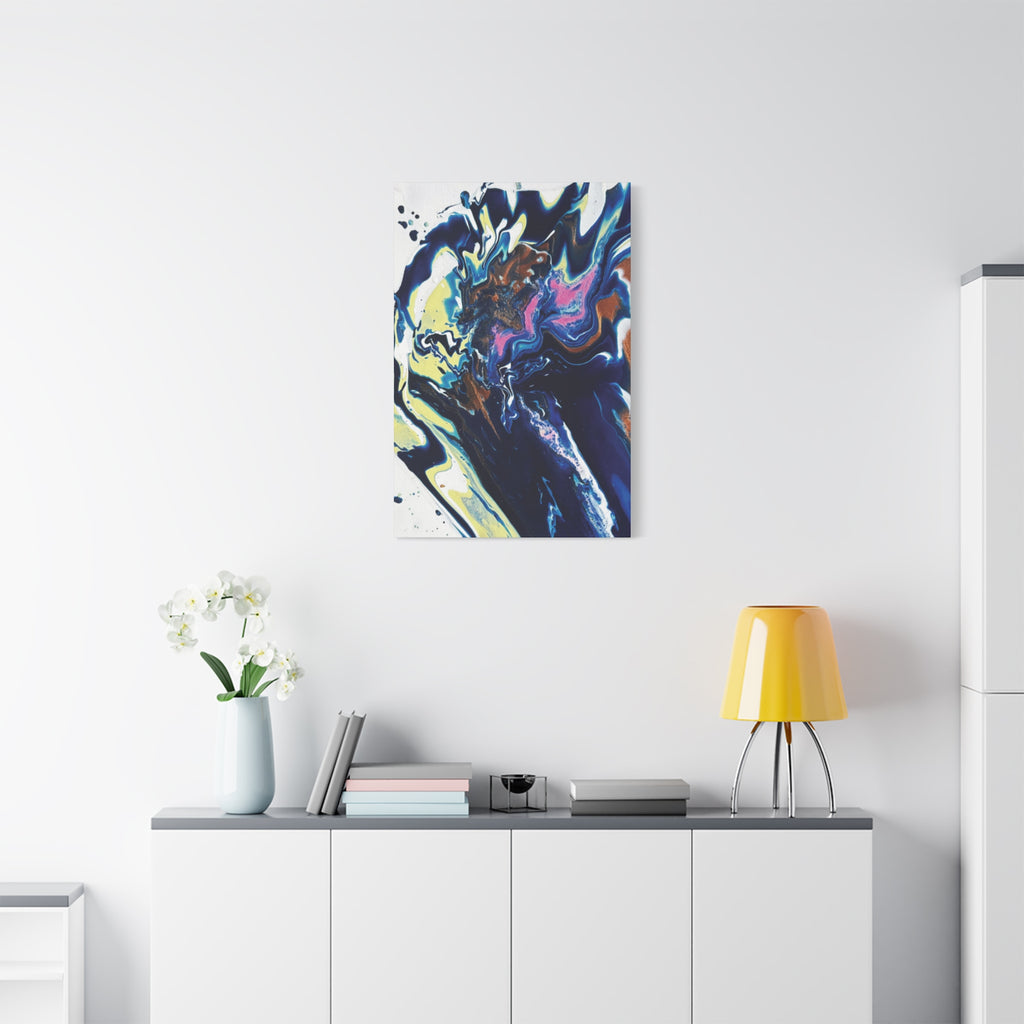 Change Abstract Blue Fluid Art Matte Canvas Print (Stretched Wall Art)