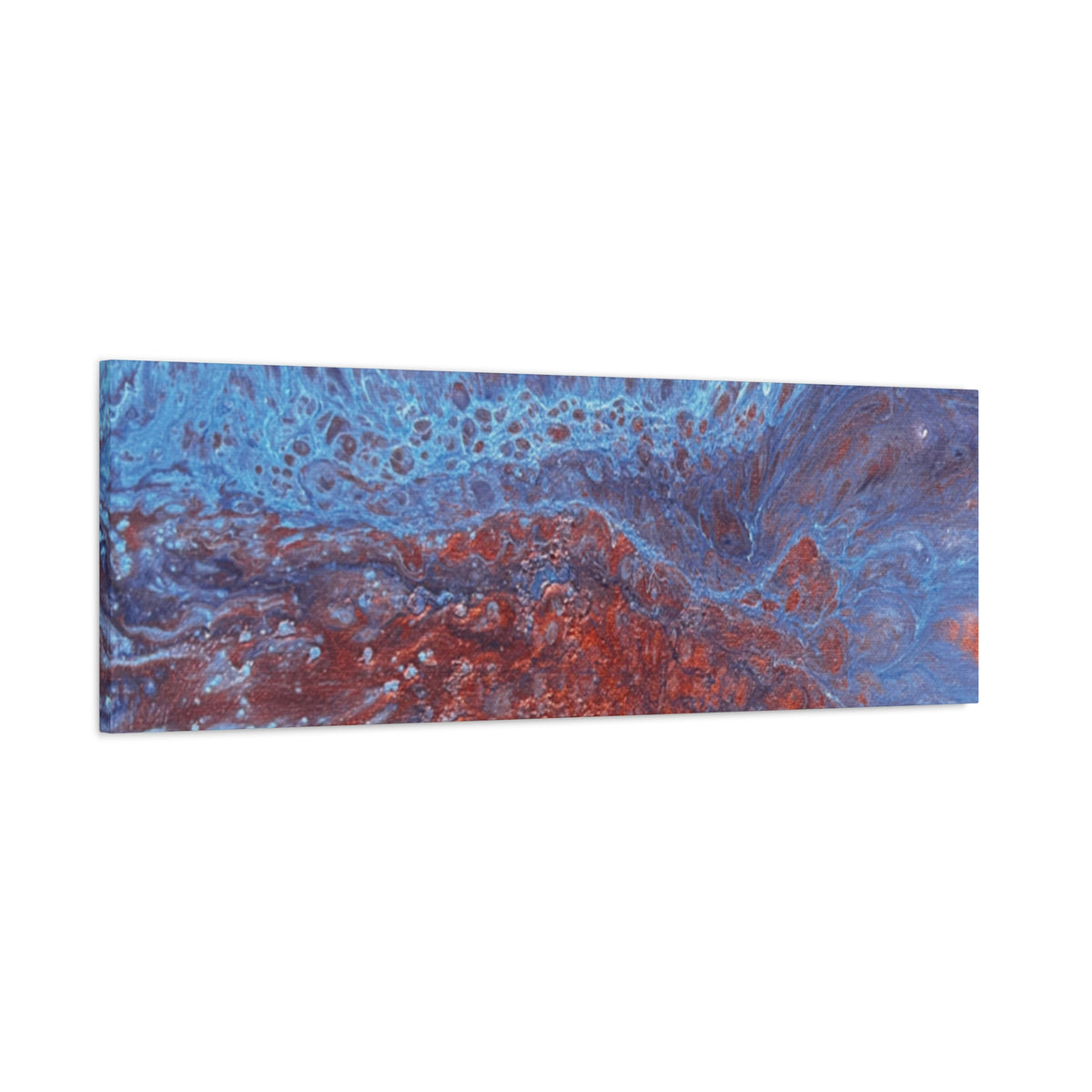 Abstract Blue & Rust Fluid Art Matte Canvas Wave Stretched Wall Art