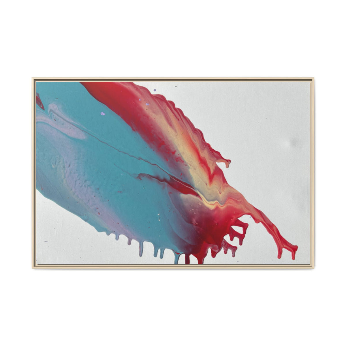Ceiling Abstract Drip Matte Canvas Framed Print  Multicolor Fluid Art