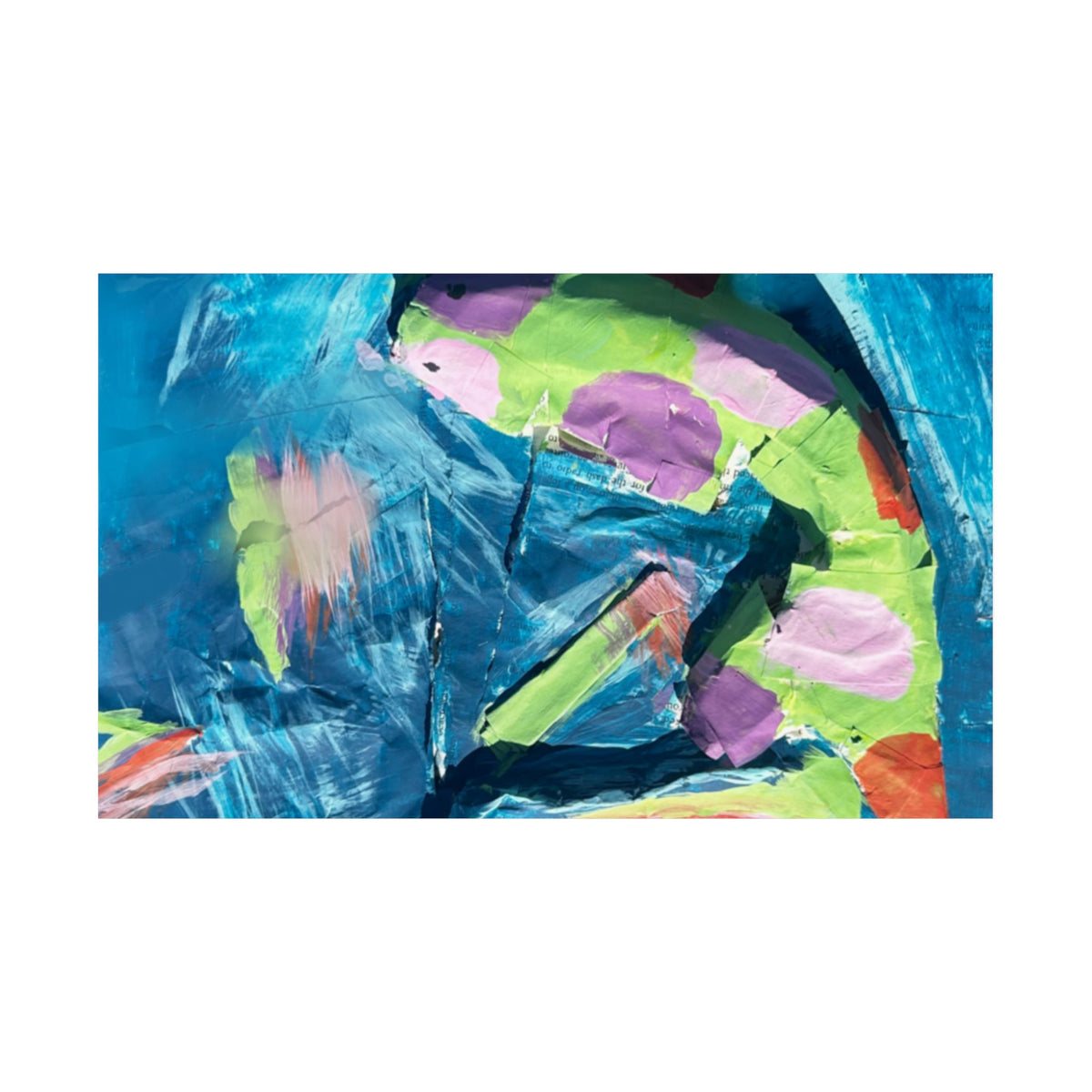 The Fish Abstract Color Splash Matte Horizontal Poster Vibrant Blue & Neon Accent Wall Art