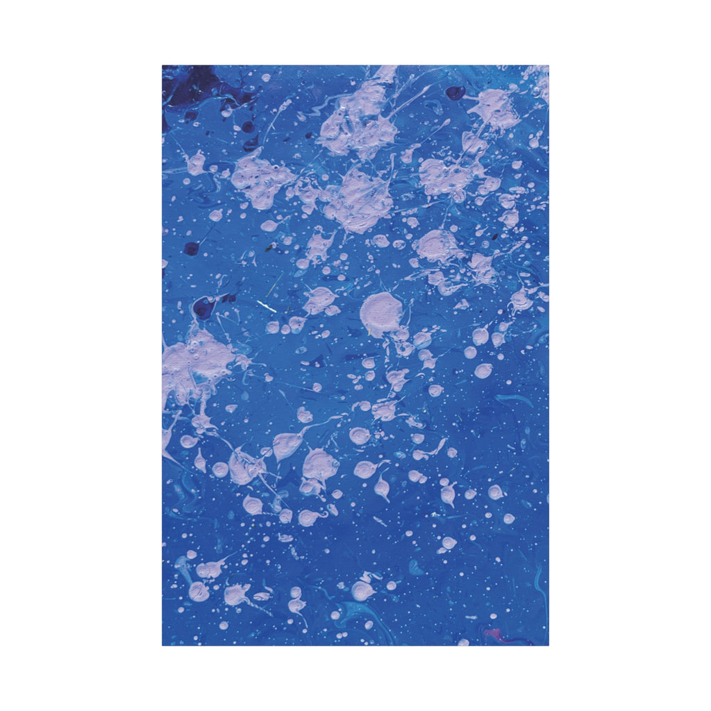 Dots Abstract Blue Splatter Canvas Art Matte Stretched Wall Print