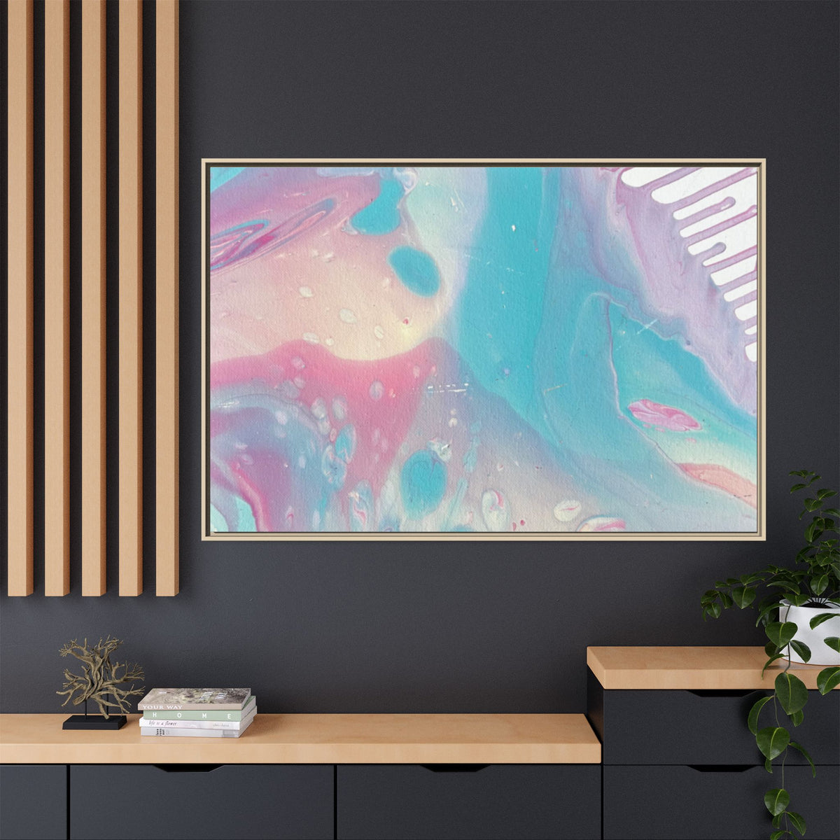 Animal Abstract Pastel Fluid Art Framed Canvas Print