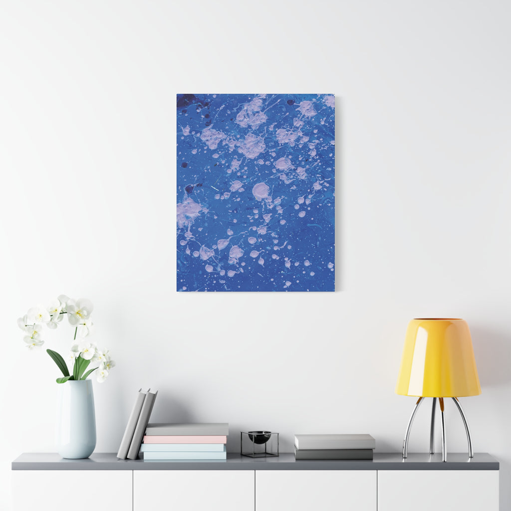 Blue Abstract Splatter Canvas Print  Dots (Matte Stretched 1.25")