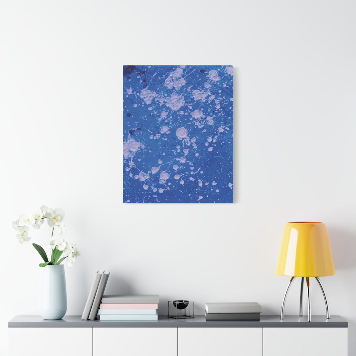 Blue Abstract Splatter Canvas Print  Dots (Matte Stretched 1.25")