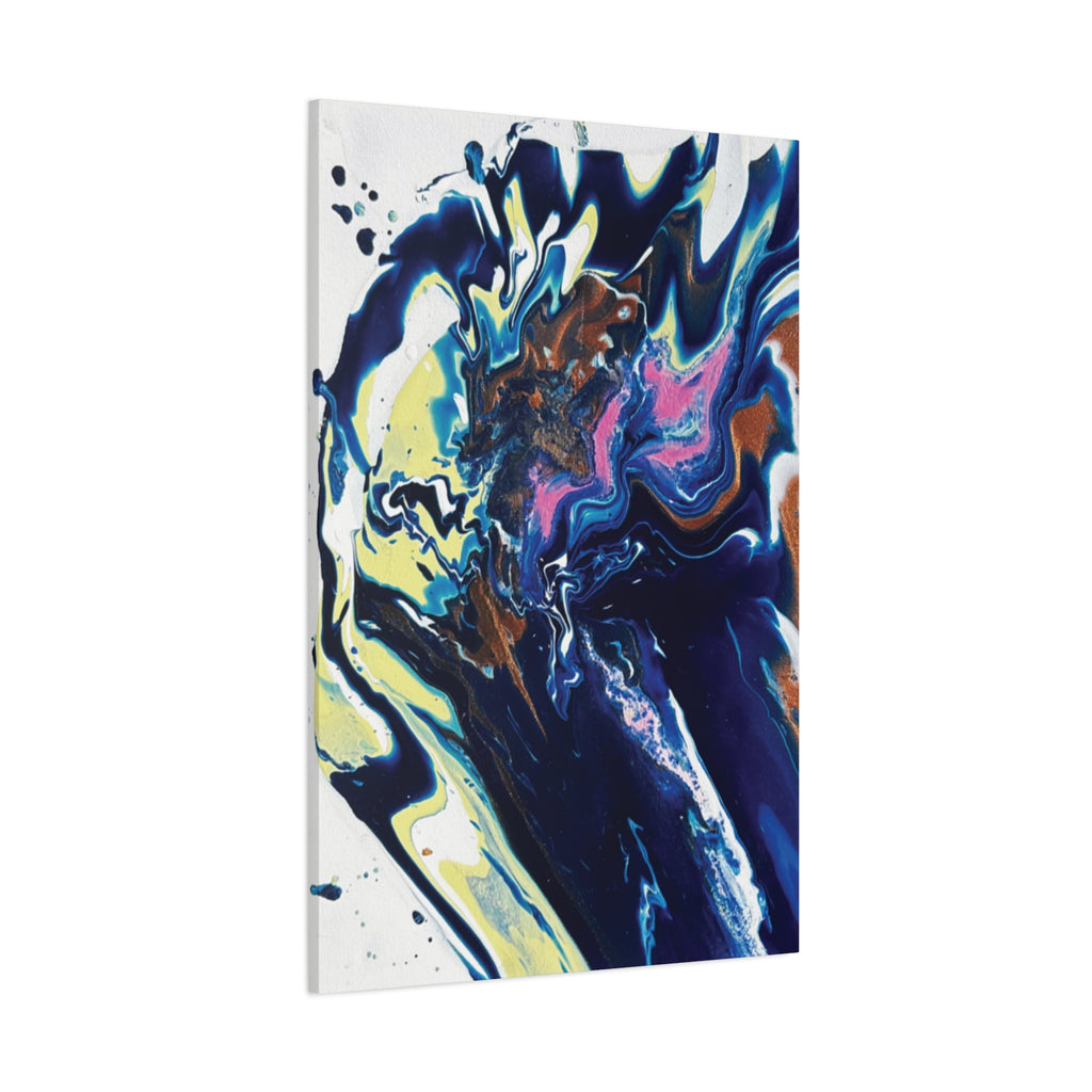 Change Abstract Blue Fluid Art Matte Canvas Print (Stretched Wall Art)