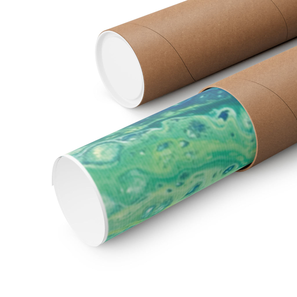 Moss Abstract Ocean Flow Matte Poster (Blue-Green Vertical Fluid Art)