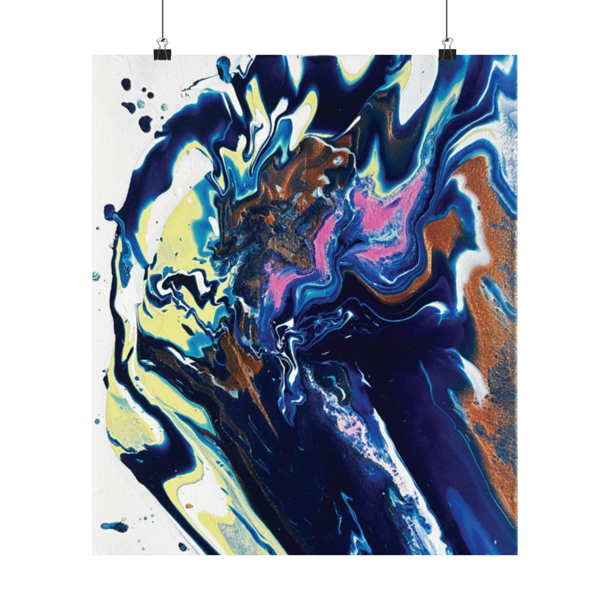Change Abstract Blue Swirl Matte Poster (Vertical Fluid Art Wall Print)